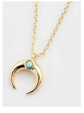 Gorjana Gold Crescent Necklace with Turquoise Accent